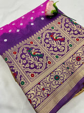 Delightful Jari Work Pink With Purple Color Saree